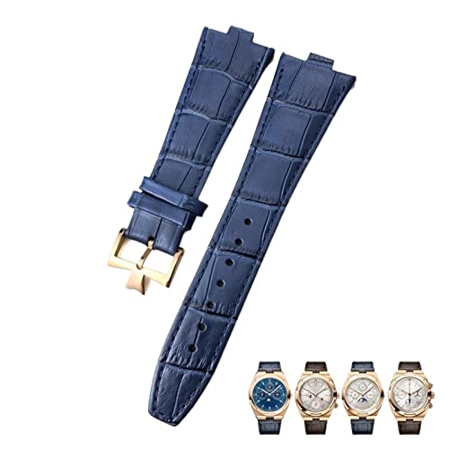 KXQYIKYI Für Vacheron Constantin Overseas Schwarz Blau Braun Bambus Korn Uhr Bands 25mm Echtes Leder Konvexen Interface Uhr Strap von KXQYIKYI