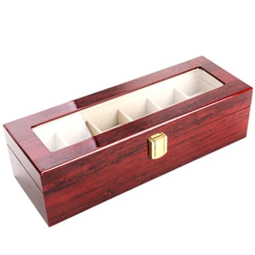 KXQYIKYI Uhrenbox, Uhrenbox-Ständer, Uhrenbox, Aufbewahrungsbox für Herrenschmuck, 6-Gitter-Uhrenaufbewahrungsbox (Farbe: A, Größe: 31 x 11 x 8,7 cm) von KXQYIKYI