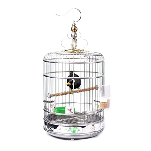 Solid Birdcages Tragbarer Vogelkäfig aus Edelstahl, Vogelkäfig für Reisen, Vogelflugkäfig mit Rollständer, Vogelhausträger (groß) von KXQYIKYI