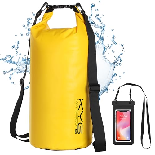 KYG Dry Bag wasserdichte Tasche, 5L/10L/20L, mit Wasserdicht Handyhülle, Trockentasche für Strand und Outdoor Sport, Wandern, Skifahren, Angeln, Klettern, Camping, Surfen, Rafting von KYG