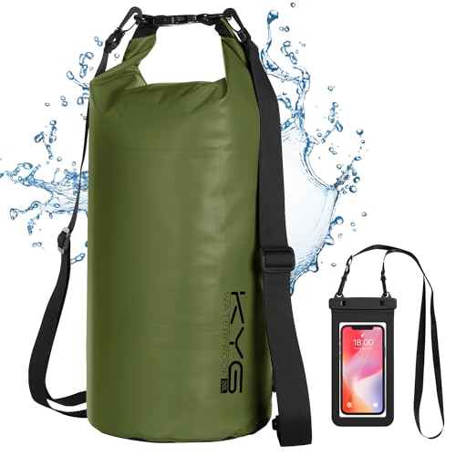 KYG Dry Bag wasserdichte Tasche, 5L/10L/20L, mit Wasserdicht Handyhülle, Trockentasche für Strand und Outdoor Sport, Wandern, Skifahren, Angeln, Klettern, Camping, Surfen, Rafting von KYG