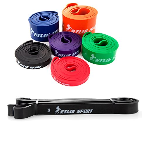 KYLIN SPORT Widerstandsband für Training/Yoga/Pilates, Unterstützung bei Klimmzügen, elastisches Band für Crossfit/Gymnastik/Kraftdreikampf, RB01, Black - 25 to 65 Pounds (3/4" x 41") von KYLIN SPORT