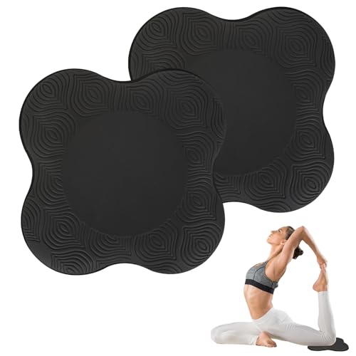 KYSUN Rutschfest Yoga Knie Padmatte, 2 Stücke Kniekissen Yoga, Kniekissen Yoga Knie Pad, Rutschfest Knieschoner Matte, Yoga Knieschoner Yoga-Knie-Pad für Pilates Sport für Knie, Handgelenke (Schwarz) von KYSUN