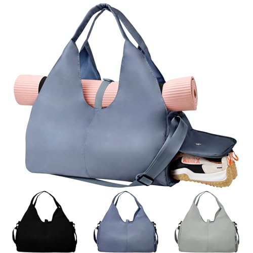 KYYLZ Sporttasche Damen Yogatasche Groß,Sporttasche Reisetasche mit Schuhfach,Wasserdicht Tragetasche für Yogamatten,Schwimmtasche Sport Gym Yoga Bag für Yogamatten & Yoga-Zubehör für Damen Blau von KYYLZ