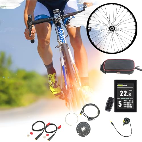 KYZTMHC Umrüstsatz für Elektrofahrradräder Vorderradnabenmotor-Kit 36/48V 22A Rennrad-Umrüstsatz LCD8S Mountainbike-Umrüstsatz KT-D12 Fahrradumbau-Elektrofahrzeug MS-BK-2R 130X(48V500W,20'') von KYZTMHC