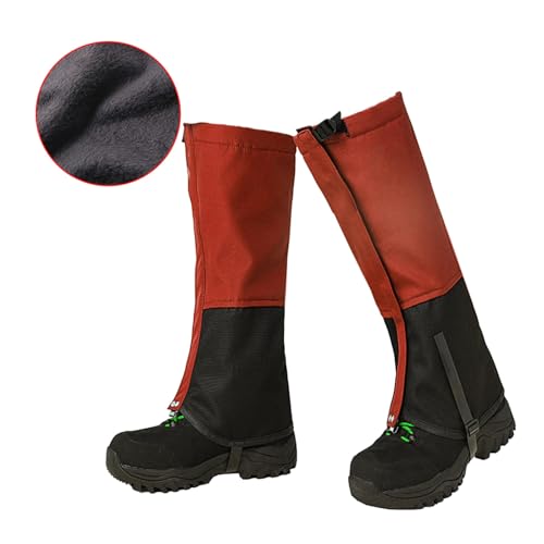 Schneegamaschen, Outdoor-Gamaschen in Plus-Samt-Version, for Wandern im Schlamm, Sand und Schnee, for Jagen, Bergsteigen oder Skifahren, Unisex(Red,XL) von KZKZK