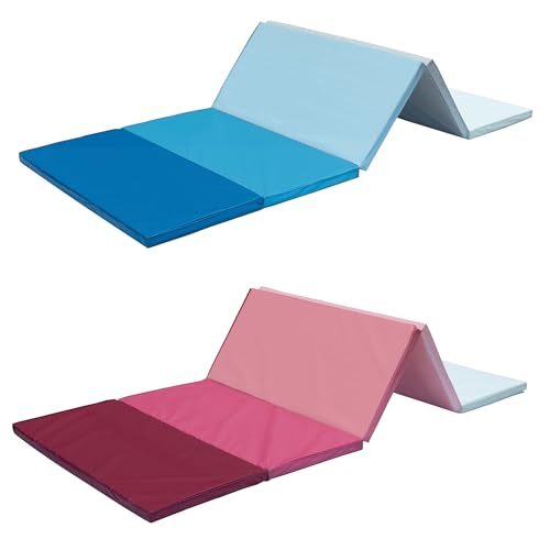 Klappbare Turnmatte | ca. 185 x 76 x 3,2 cm | Tragbare und faltbare Kinder Weichbodenmatte, auch ideal als Gymnastikmatte – Fitnessmatte – Yogamatte - Spielmatte (2er Set (1x blau / 1x pink)) von KaMel GmbH