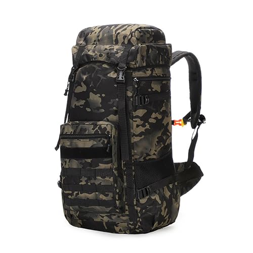 Kabxhueo 70L Rucksack Groß Military Taktischer Rucksack fur Herren Reiserucksack Wanderrucksack Trekkingrucksack Wasserdicht Molle Wander Rucksack für Camping Wandern Reisen Trekking,Dark Night von Kabxhueo