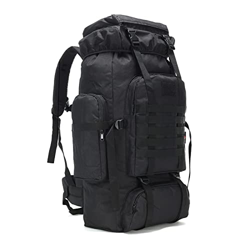 Kabxhueo Rucksack Groß 80l Outdoor wanderrucksack fur Herren Wasserdicht Militär Armee Rucksack Camouflage taktischer Rucksack Notfall Survival rucksäcke Backpack für Wandern Trekking Camping,Schwarz von Kabxhueo