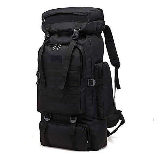 Outdoor Bergsteigen Rucksack 55L / 80L / 100L Männer Reiserucksack wasserdichte Militär Taschen Klettern Wandern Camouflage Rucksack Große Kapazität Camping Rucksack,80l Black von Kabxhueo