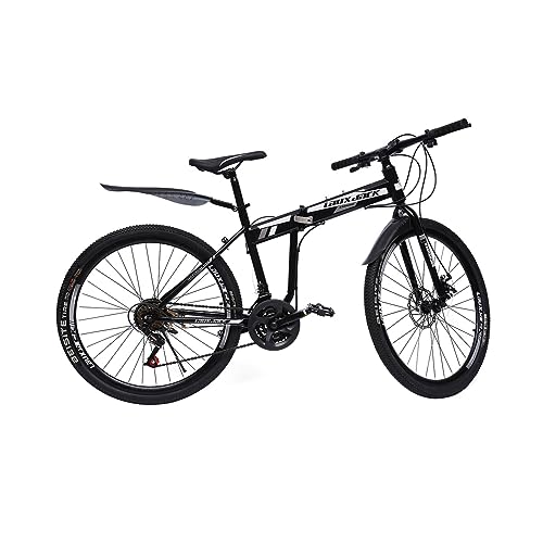 Kaichenyt Mountainbike, Fahrrad Mountainbike Federgabel 21 Gang Schaltung für Erwachsene Männer und Frauen 26 Zoll Premium Klappbares Bicycle (Schwarz Weiß) von Kaichenyt