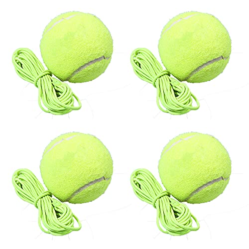 Kaimeilai 4 Stück Tennisbälle mit Schnur, Tennis Balls Tennis Training Ball mit Schnur Elastisch Tennis Trainingsball Tennis Trainer Ball Tennis mit Seil, für Kinder Erwachsene Anfänger Solotraining von Kaimeilai