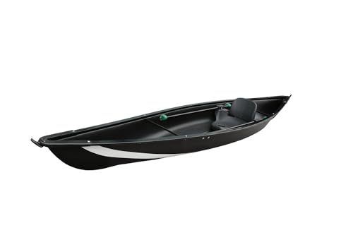 Kaitts Kanu offener Einer Kajak Kanu ideales Angelkajak kippstabil und leicht, Farbe:Schwarz. Weiße Streifen von Kaitts