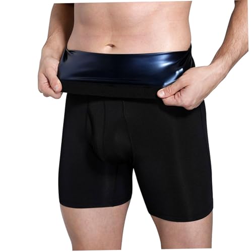 Sauna -Shorts für Männer, elastische Polyester -Saunahose für Männer mit PU -Hitze ansammeln Film, hohe Taille schnelle Schweißkompression Sauna -Shorts zum Laufen, Radfahren, Fitnessstudio, XL -Saun von Kalastussaari