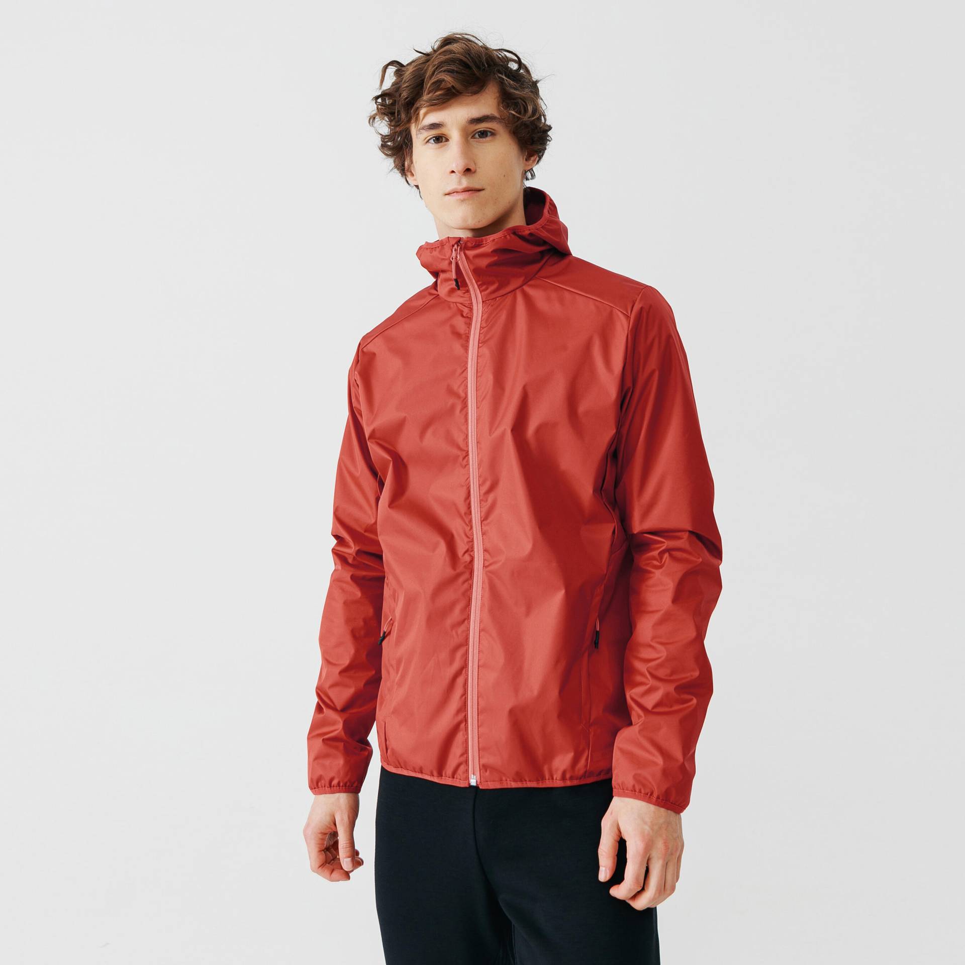 Lauf-Windjacke Regenjacke Run Rain Herren rot von Kalenji