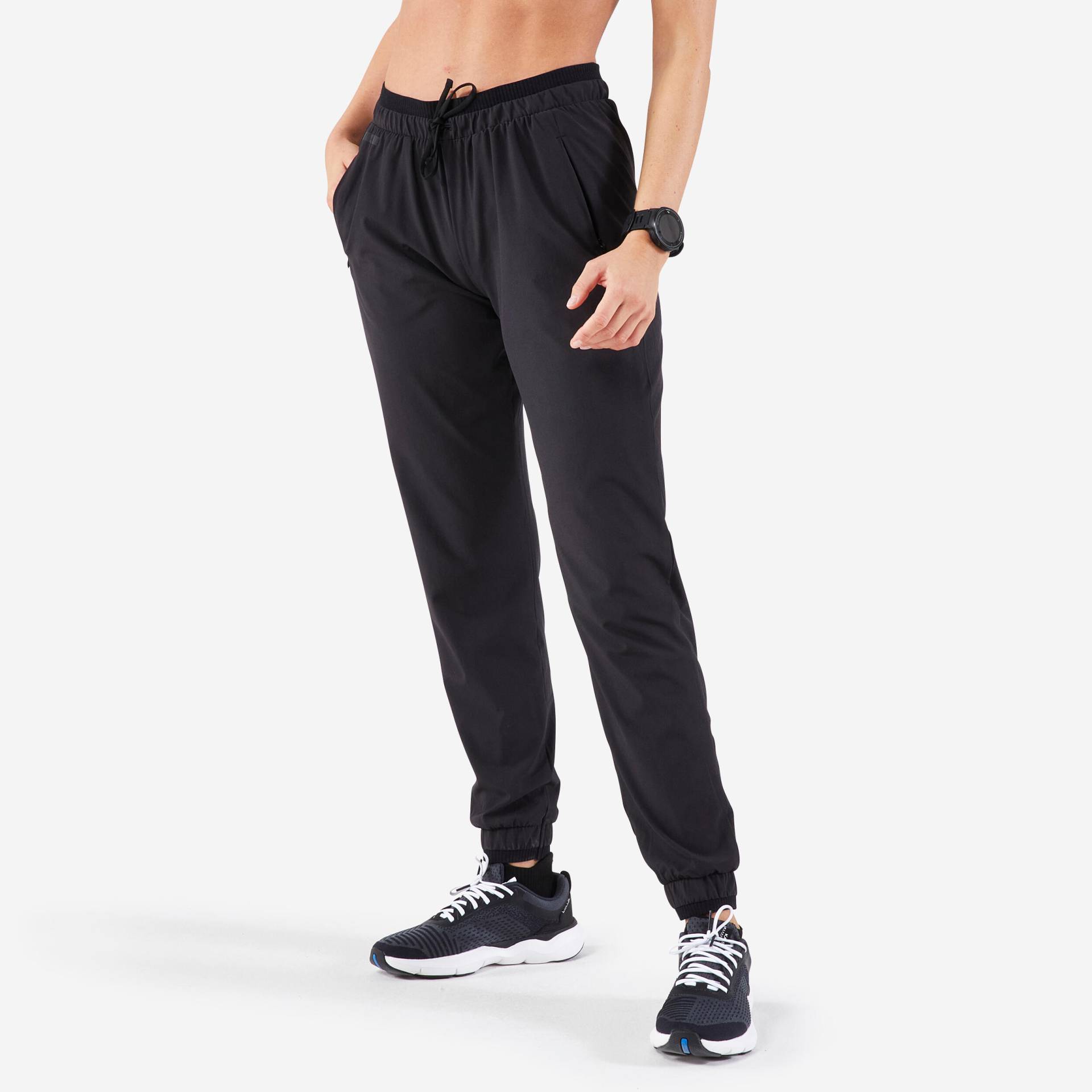 Laufhose lang atmungsaktiv Dry Damen schwarz von Kalenji