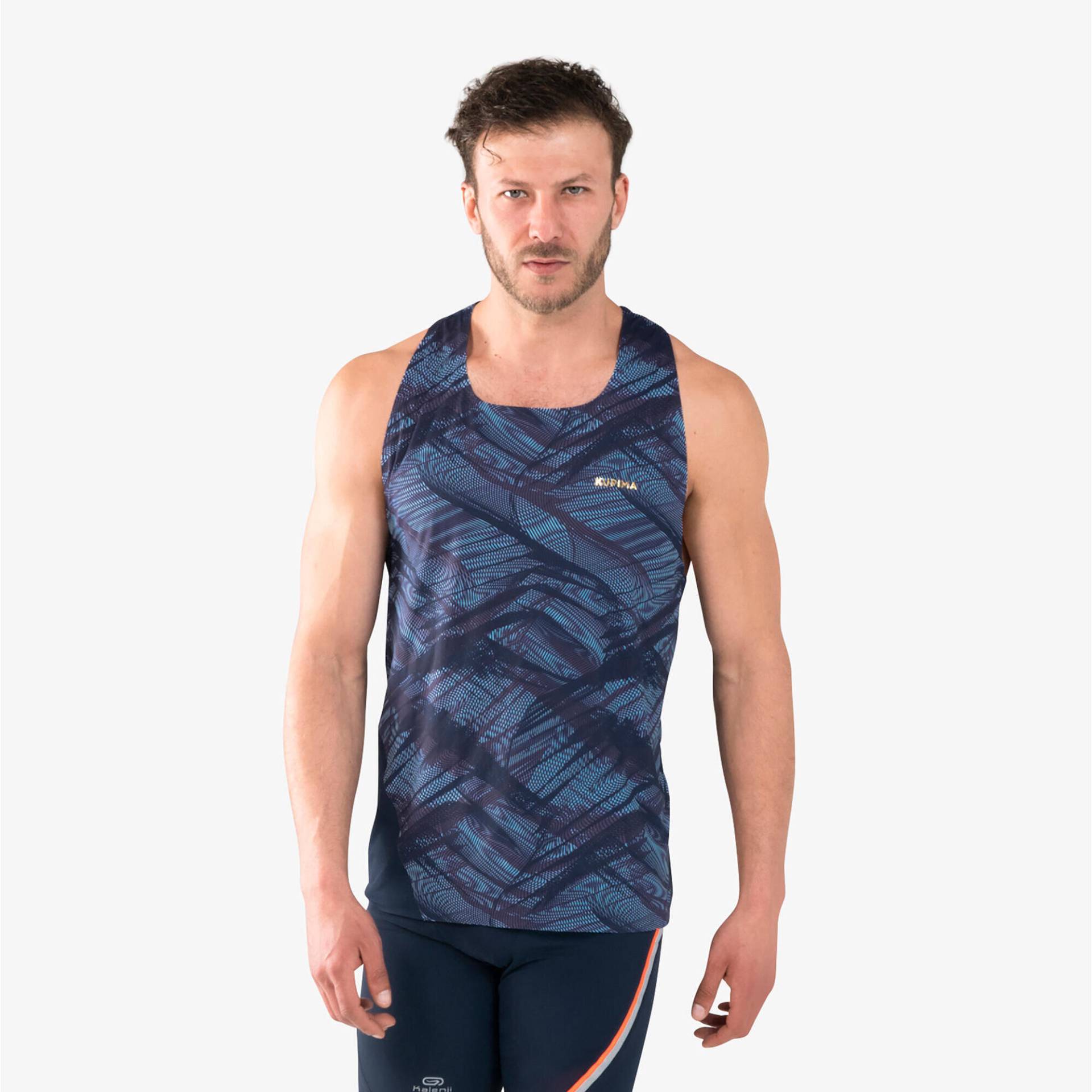 Laufshirt ärmellos Tank-Top Leichtathletik Herren blau von Kalenji