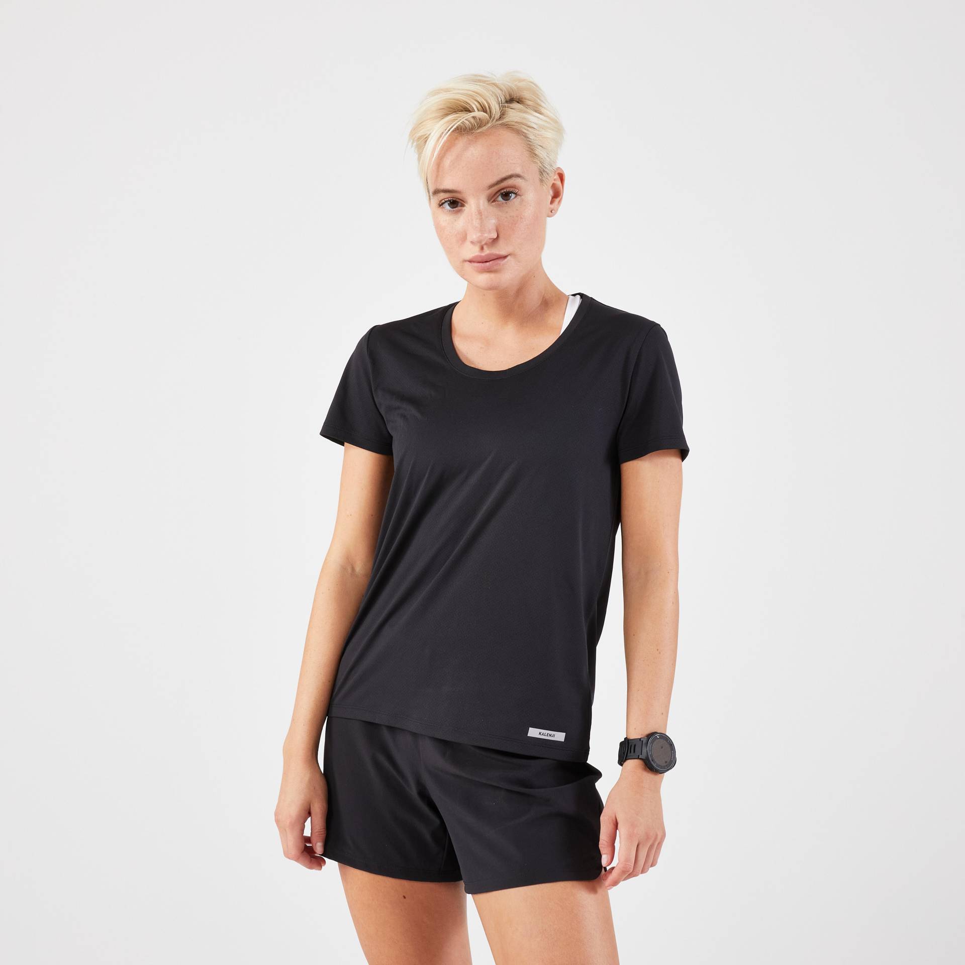 Laufshirt kurzarm Damen atmungsaktiv - Run 100 schwarz von Kalenji