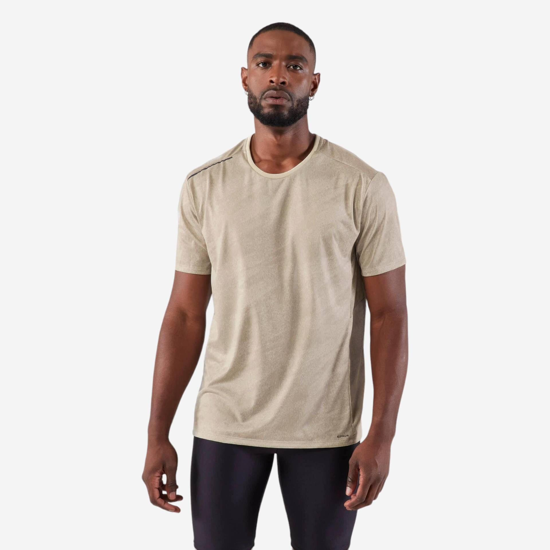 Laufshirt kurzarm Herren atmungsaktiv - Run 500 Dry+ Graph beige von Kalenji