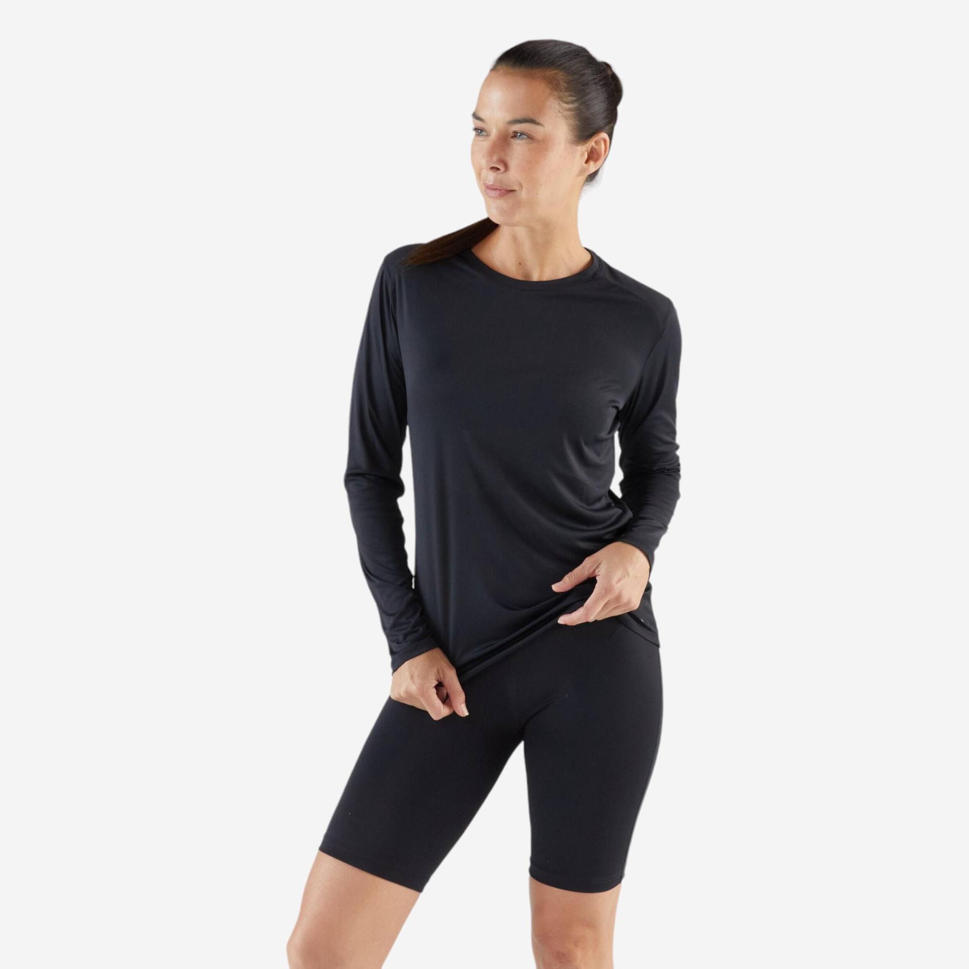 Laufshirt langarm Damen - Sun Protect schwarz von Kalenji