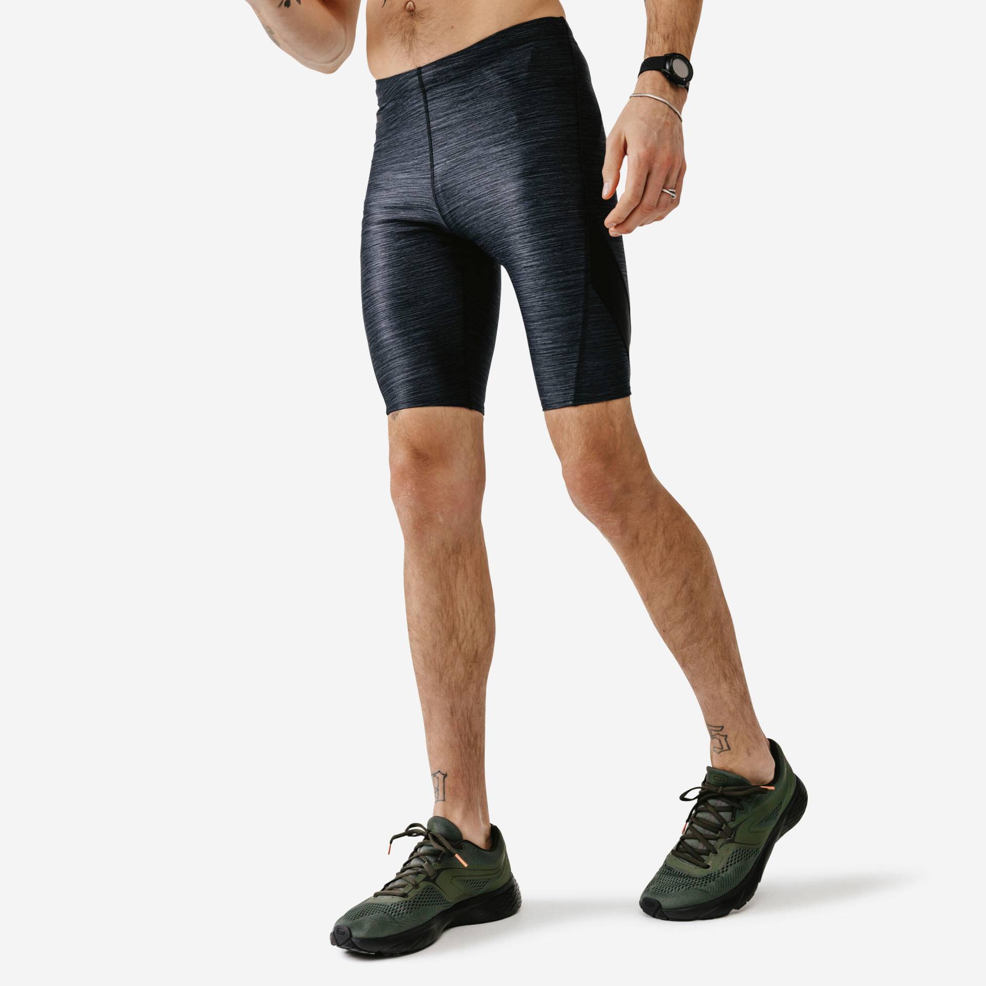 Laufshorts Tights atmungsaktiv Dry+ Herren graumeliert von Kalenji