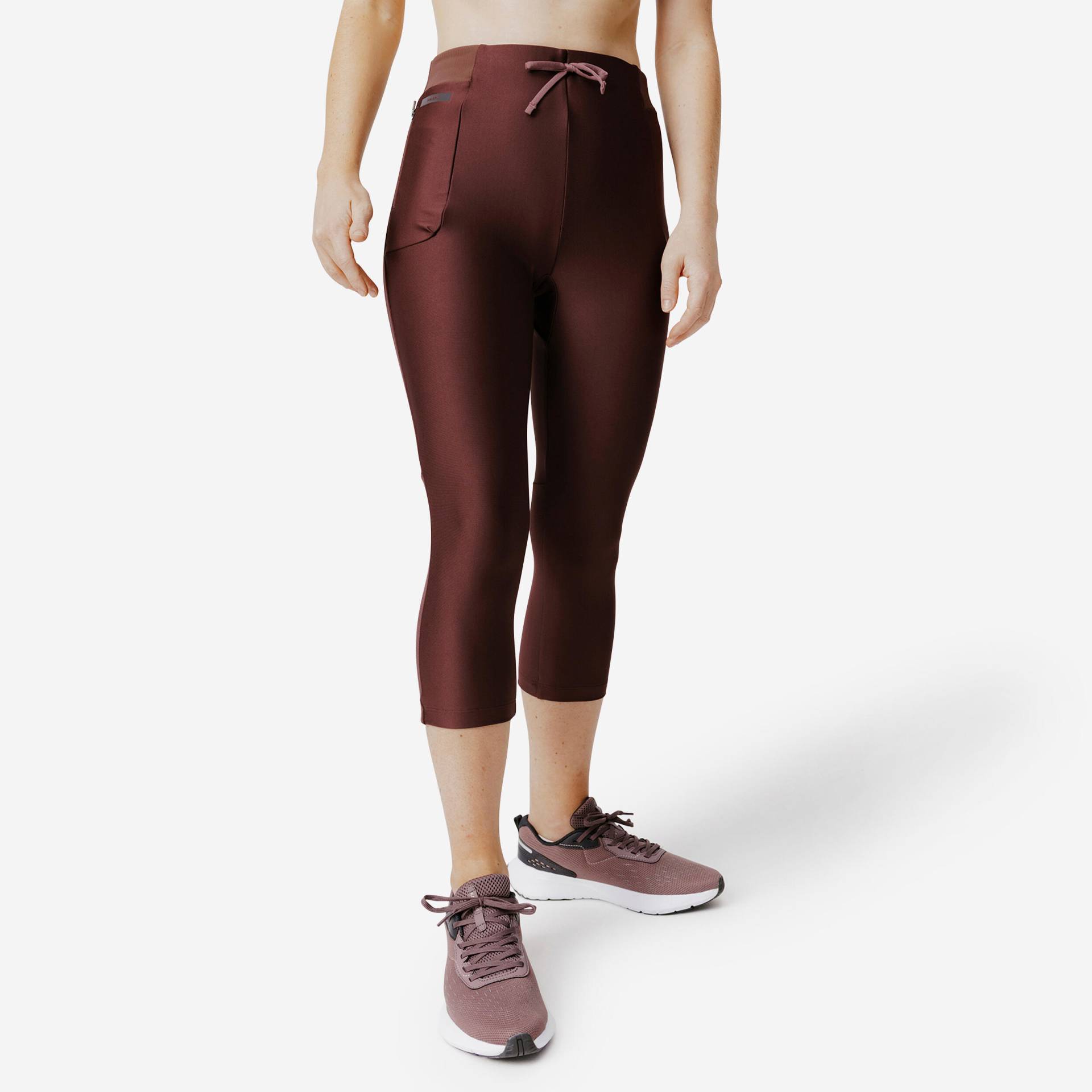 Lauftights 3/4 Damen atmungsaktiv - Run 500 Dry braun von Kiprun