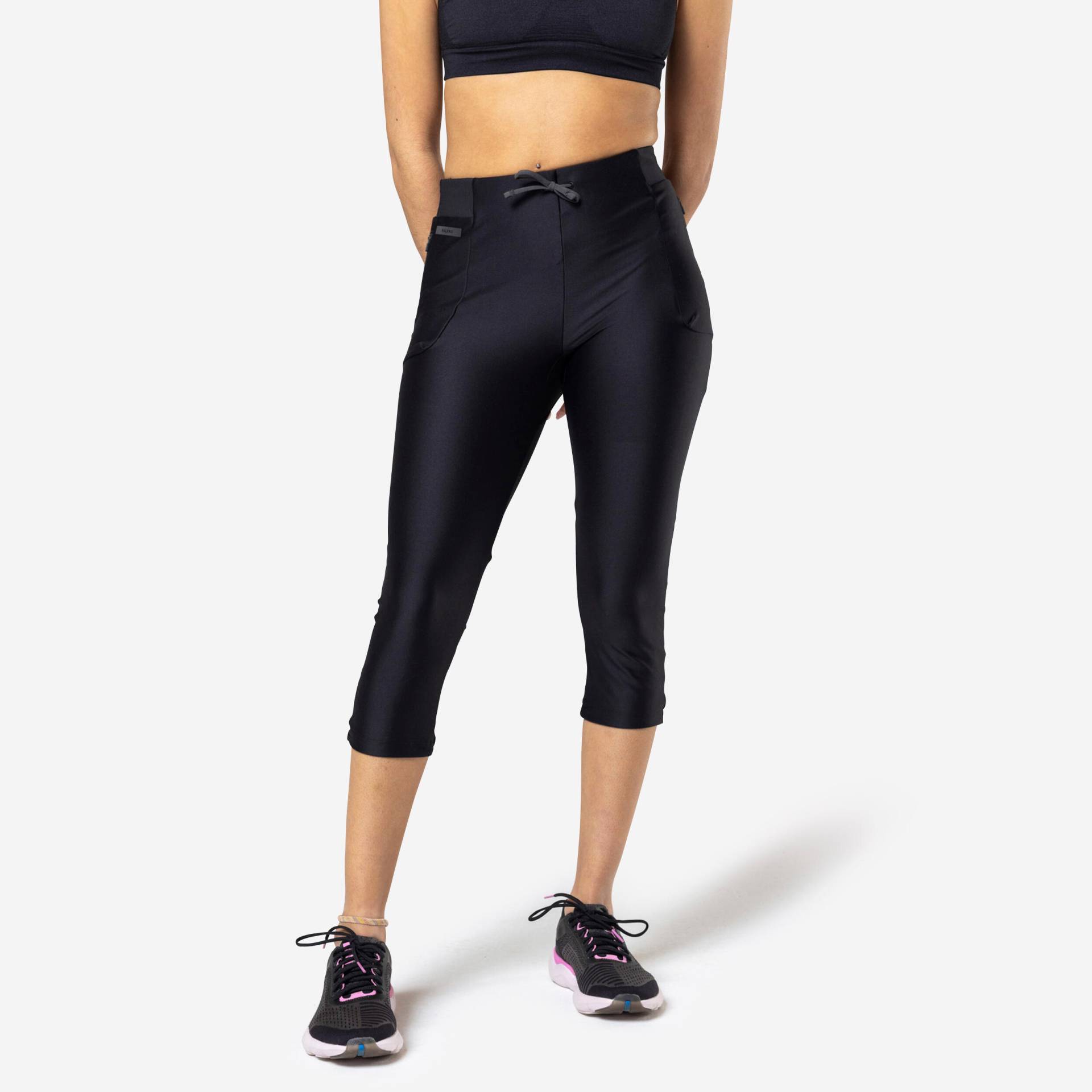 Lauftights 3/4 Damen atmungsaktiv - Run 500 Dry schwarz von Kiprun