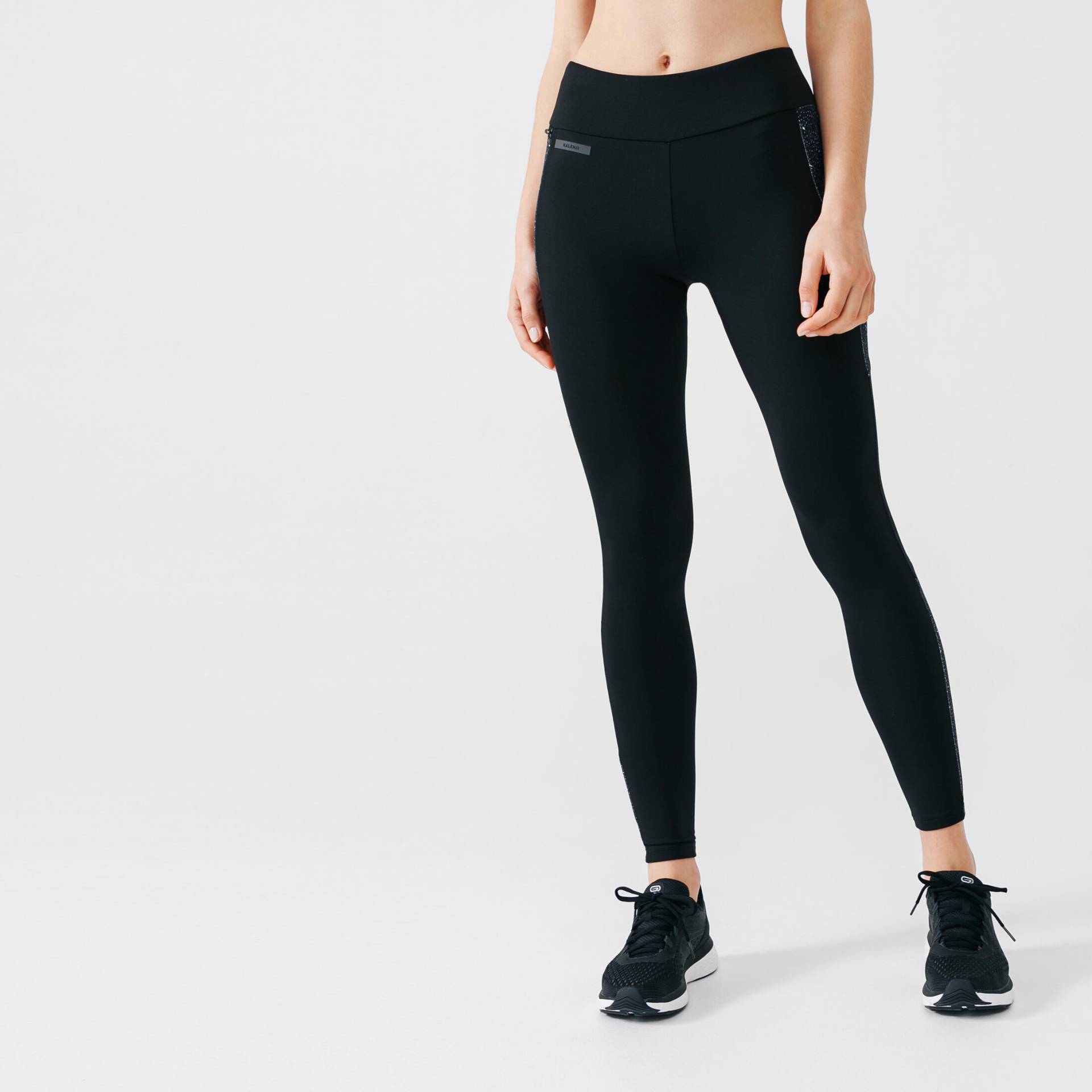 Lauftights lang Damen - Warm+ schwarz/grau von Kalenji