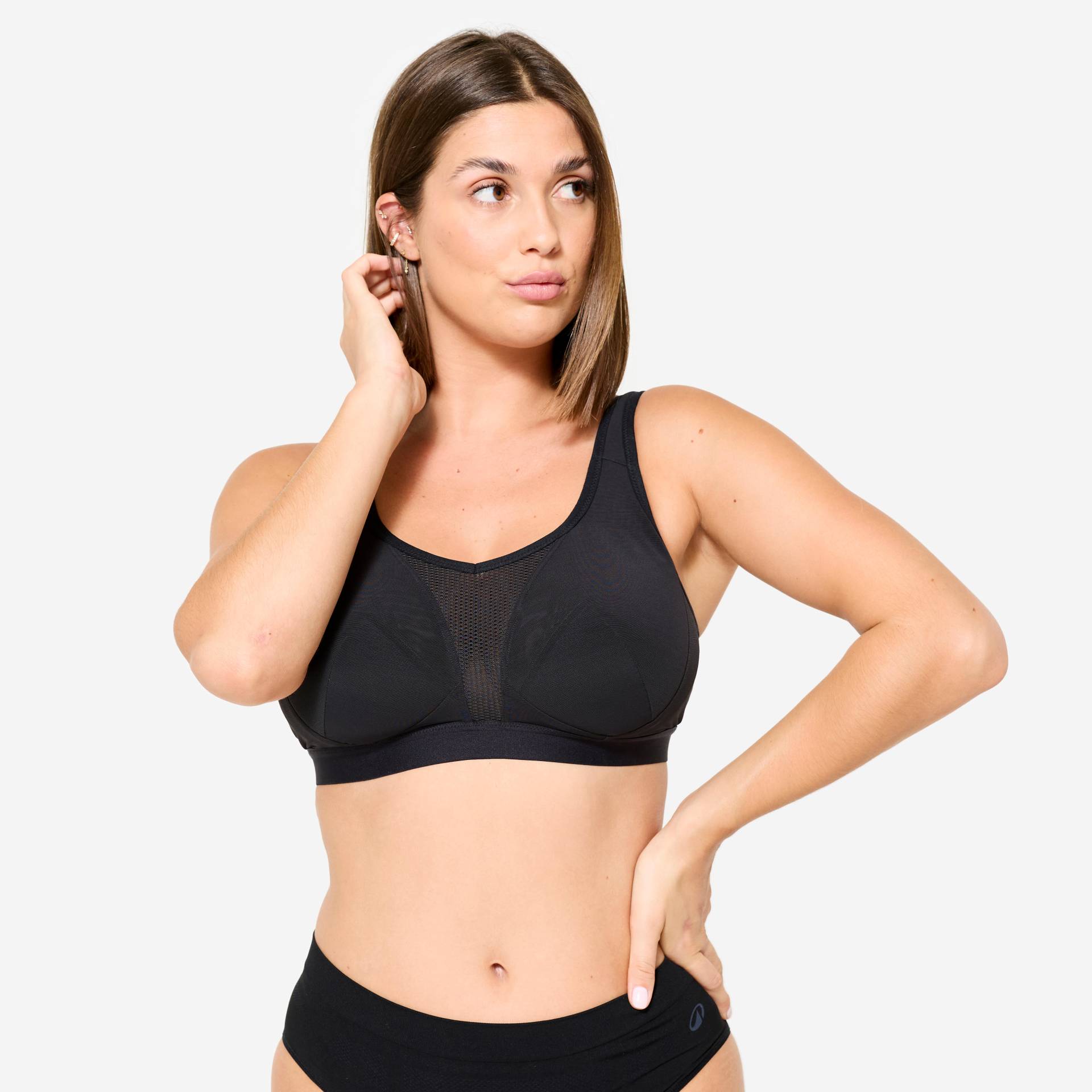 Sport-BH Bustier Damen kreuzbare Träger starker Halt - schwarz Sport-BH Bustier Damen kreuzbare Träger starker Halt - schwarz von Decathlon