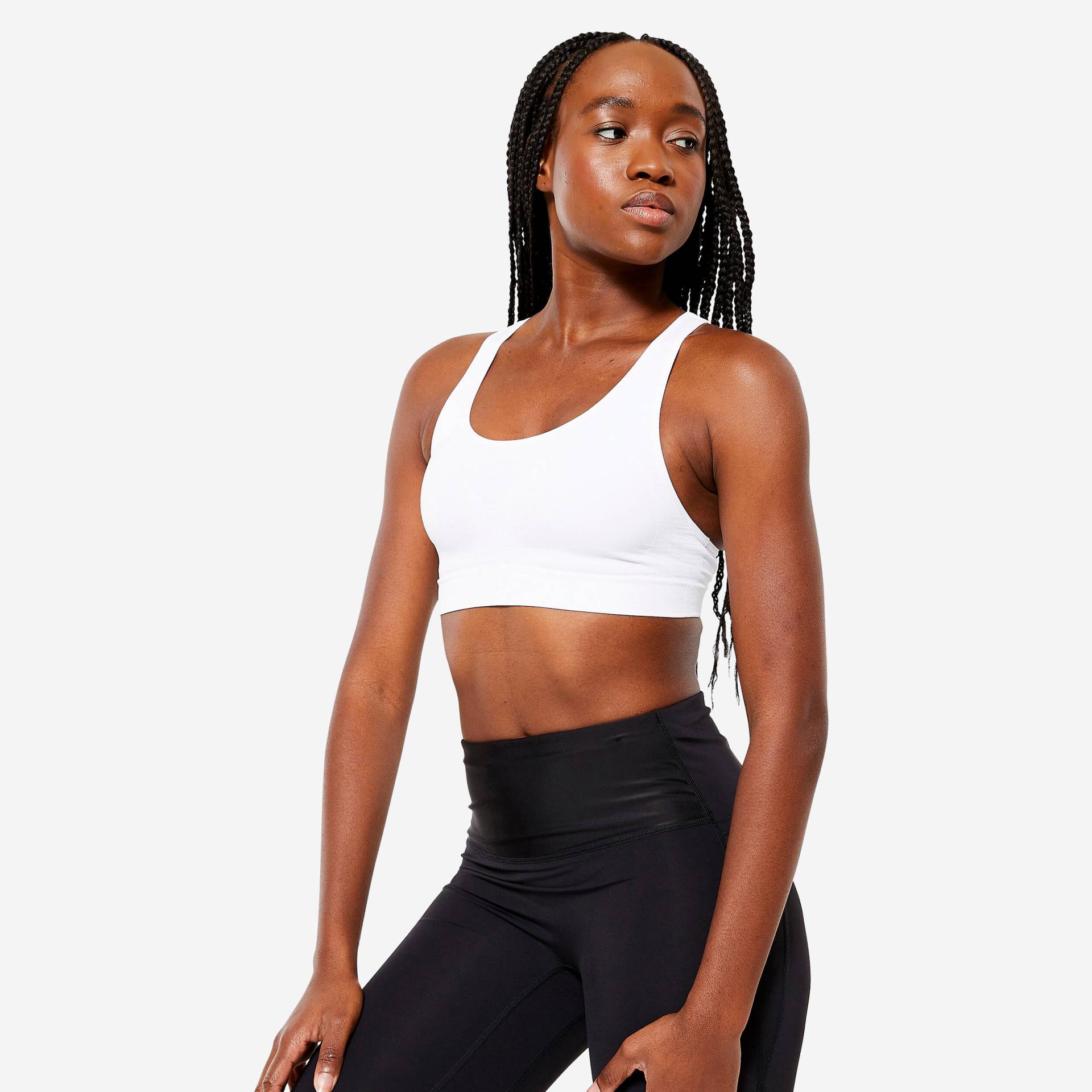 Sport-BH Bustier Damen nahtlos Schwimmerrücken mittlerer Halt - weiss Sport-BH Bustier Damen nahtlos Schwimmerrücken mittlerer Halt - weiss von Decathlon