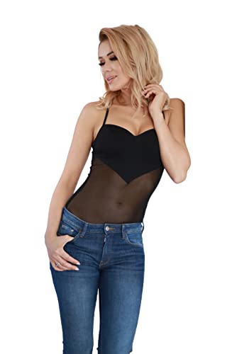 Kalimo Damen Body Samar Bodysuit Ärmellos | Elegant body | Farbe: Schwarz | Größe: L | Material: Microfaser | Tiefer Ausschnitt | für Hosen oder Röcke | Alltagsshirt, Freizeithemd von Kalimo