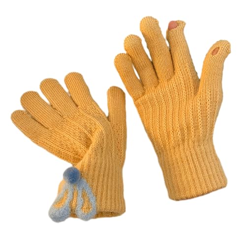 Warme dehnbare Fäustlinge für Erwachsene, gestrickt, Touchscreen, Vollfinger-Handschuhe, Strickhandschuhe für kaltes Wetter, Radfahren von Kalttoy
