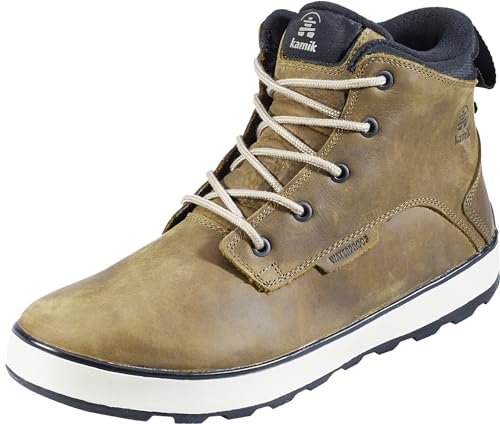 Kamik M Spencer Mid Braun - wasserdichte warme Herren Leder Winterstiefel, Größe EU 43 - Farbe Fossil von Kamik