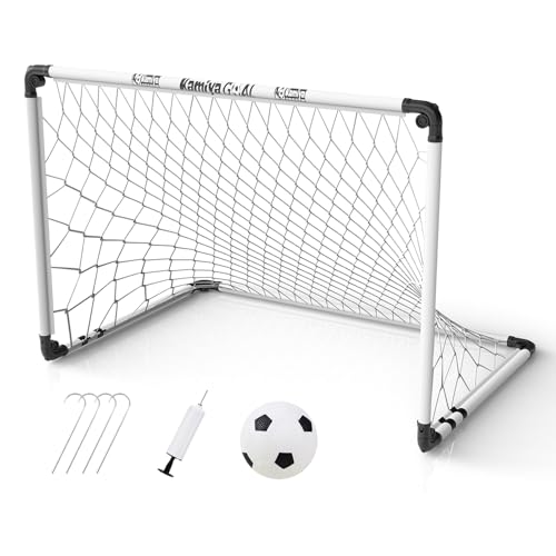 Kamiya Fußballtor Kinder 115x80 cm – 5 in 1 -Set – Fussballtore für Garten für Kinder von 2-8 Jahren, faltbar und leicht zu verstauen – Fußballtor für drinnen und draußen, Weiß Kamiya Fußballtor Kinder 115x80 cm – 5 in 1 -Set – Fussballtore für Garten für Kinder von 2-8 Jahren, faltbar und leicht zu verstauen – Fußballtor für drinnen und draußen, Weiß von Kamiya
