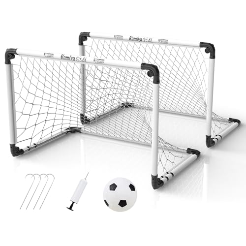 Kamiya Fußballtor Kinder 90x60 cm – Tor 2er-Set – Fussballtore für Garten für Kinder von 2-8 Jahren, faltbar und leicht zu verstauen – Fußballtor für drinnen und draußen, Weiß Kamiya Fußballtor Kinder 90x60 cm – Tor 2er-Set – Fussballtore für Garten für Kinder von 2-8 Jahren, faltbar und leicht zu verstauen – Fußballtor für drinnen und draußen, Weiß von Kamiya