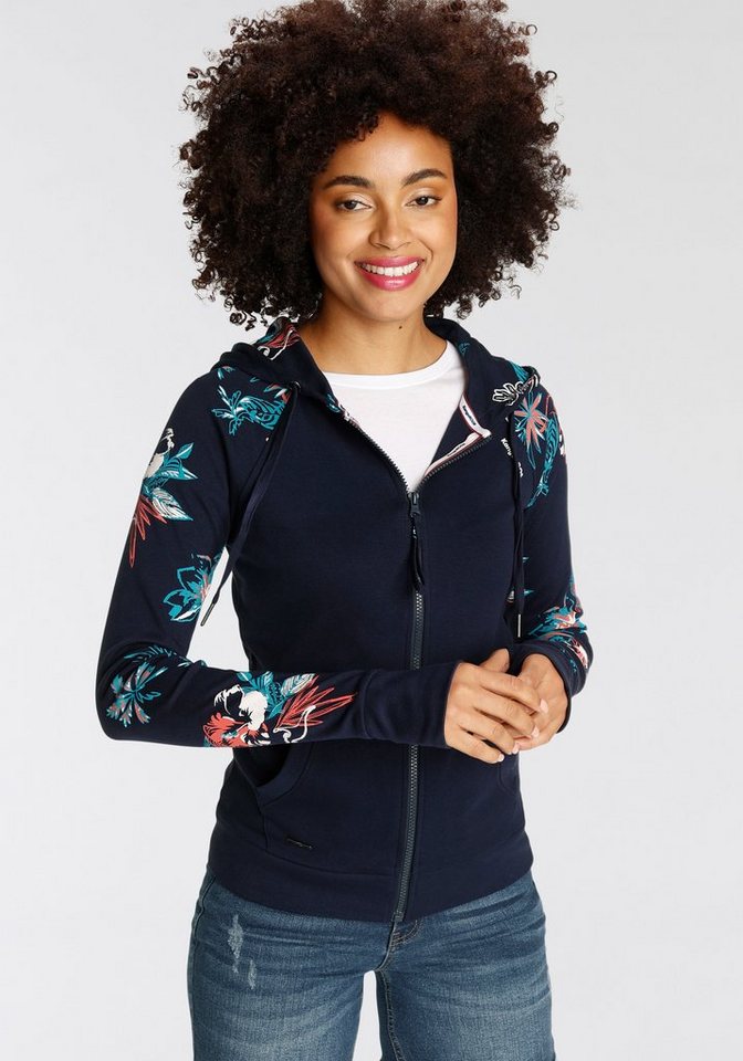 KangaROOS Kapuzensweatjacke mit blumigem Druck im Hawaii-Look KangaROOS Kapuzensweatjacke mit blumigem Druck im Hawaii-Look von KangaROOS