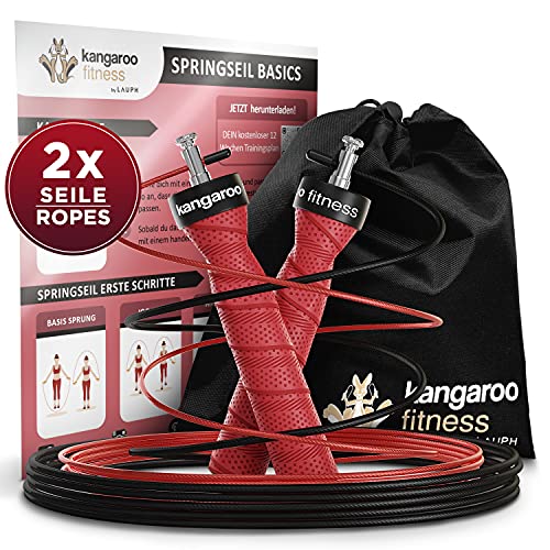 Springseil für Erwachsene Fitness mit Trainingsplan Bonus Seil Tasche rot - Speed Rope Springseil Boxen Crossfit Sport Sprungseil Erwachsener Boxer - Springseile Skipping Jump Rope Seil Seilspringen Springseil für Erwachsene Fitness mit Trainingsplan Bonus Seil Tasche rot - Speed Rope Springseil Boxen Crossfit Sport Sprungseil Erwachsener Boxer - Springseile Skipping Jump Rope Seil Seilspringen von Kangaroo Fitness