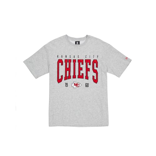 KANSAS CITY CHIEFS New Era Cap NFL Oversized T-Shirt Satin Applique Patch Logo Heather Gray Unisex von Kansas City Chiefs