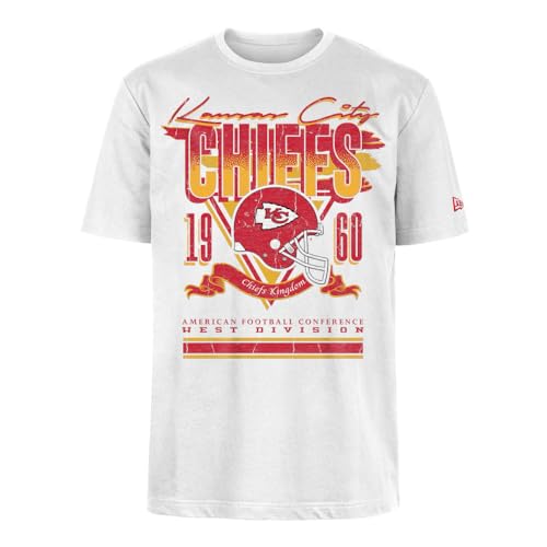 KANSAS CITY CHIEFS New Era Cap NFL Oversized T-Shirt Screent Print Distressed Team Graphic White Unisex von Kansas City Chiefs