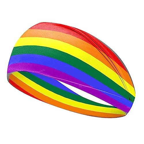 Regenbogen-Sport-Stirnband mit Buchstaben-Design, elastisches Haargummi, Haushalt für Laufen und Yoga, Mehrzweck-Zubehör von Kaohxzklcn
