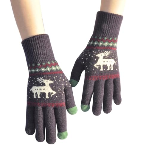 Kapmore Bunte Hirsch-Handschuhe, warm, für den Winter, Touchscreen-Handschuhe, verdickte Weihnachtshandschuhe von Kapmore