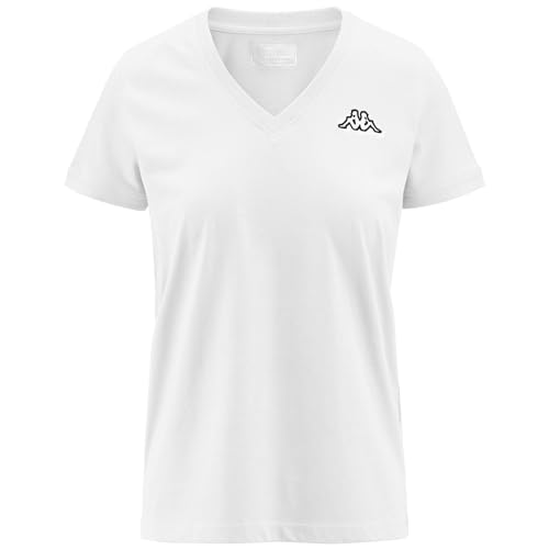 Kappa Damen Logo Cabou T-Shirt, Weiß (001), XS Kappa Damen Logo Cabou T-Shirt, Weiß (001), XS von Kappa