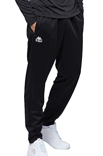 Kappa Trainingshose Herren in Größe M I Schwarze Sporthose mit Logo & praktischen Seitentaschen I Aus pflegeleichtem Polyester I Lange Polyesterhose mit elastischem Bund für Sport & Freizeit von Kappa