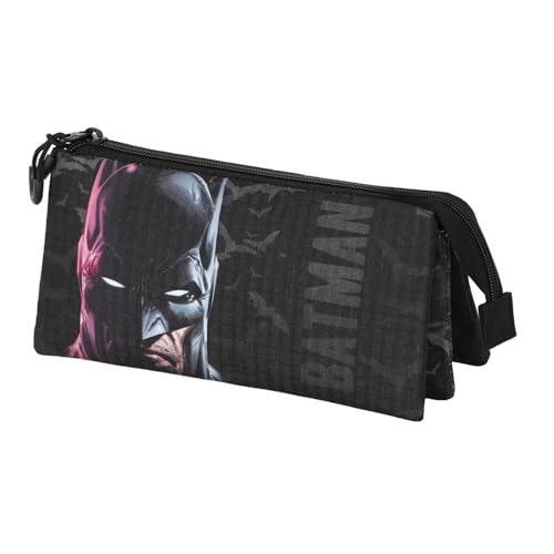 Karactermania Batman Face-Dreifach Federmäppchen, Schwarz, 23 x 11 cm Karactermania Batman Face-Dreifach Federmäppchen, Schwarz, 23 x 11 cm von KARACTERMANIA