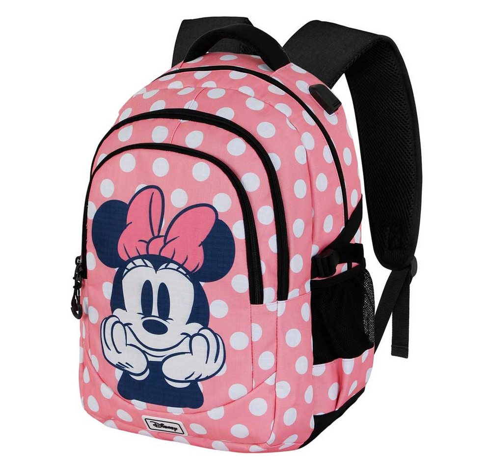 Karactermania Freizeitrucksack Disney Minnie Maus großer Rucksack Tagesrucksack Alltagsrucksack, USB-Anschluss für elektronische Geräte von Karactermania