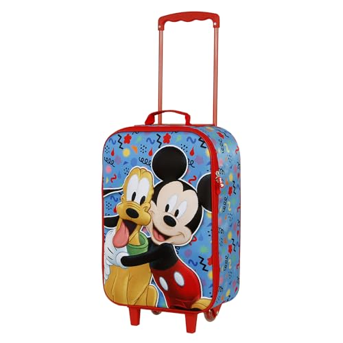 Disney Mates-Soft 3D Trolley-Koffer, Blau, 17 x 33 x 52 cm, Kapazität 26 L von Disney