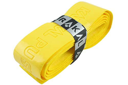 Karakal, Griffband / Griff-Tape, selbstklebend, für Badminton / Squash / Tennis / Hockey / Curling, Polyurethan, ausgezeichnete Griffigkeit, Schläger-Griff, gelb, 3 Grips von Karakal