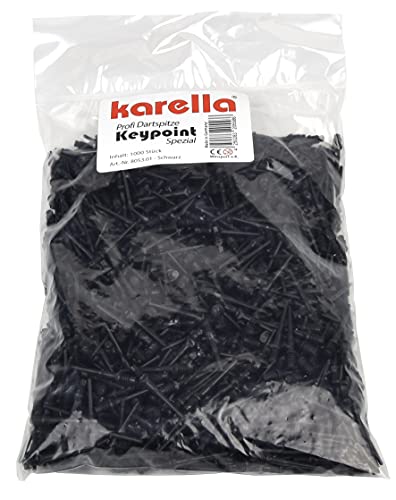 Karella Profi Dartspitzen Keypoint-Special, 2BA Gewinde, 1000 Stück, extrem stabil, äußerst langlebig, schwarz von Karella
