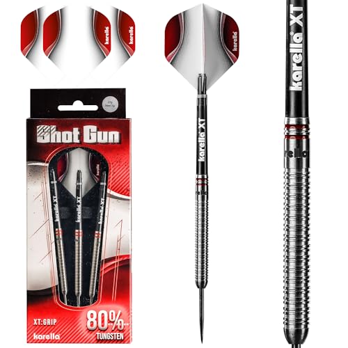 Karella Shotgun 80% Tungsten Steeldart, 24g, für Klassische Dartscheibe, 3 Dartpfeile mit Metallspitze, Dartboard, Wolfram, Profidart mit Flight und Shaft Karella Shotgun 80% Tungsten Steeldart, 24g, für Klassische Dartscheibe, 3 Dartpfeile mit Metallspitze, Dartboard, Wolfram, Profidart mit Flight und Shaft von Karella