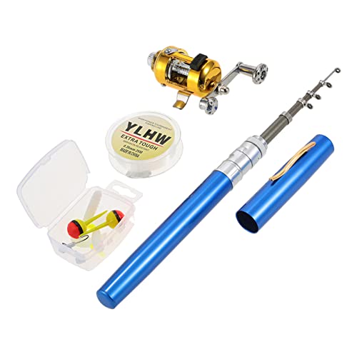 Angelrute Reel Combo Set Mini Teleskop Portable Pocket Pen Angelrute Stange und Rolle Aluminiumlegierung Angelschnur Weiche Köder Köder Jig Haken von Karlak